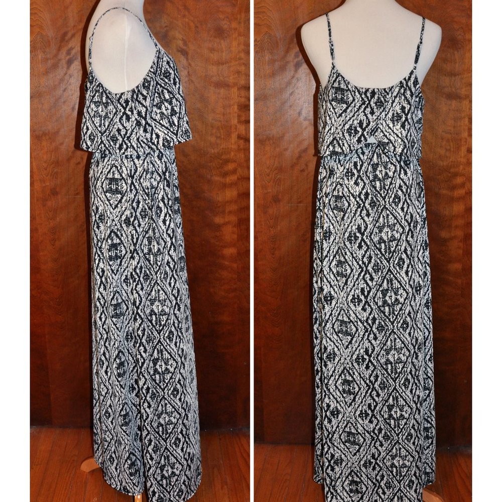 Saint Tropez West Black & White Spaghetti Strap Maxi Dress Size M